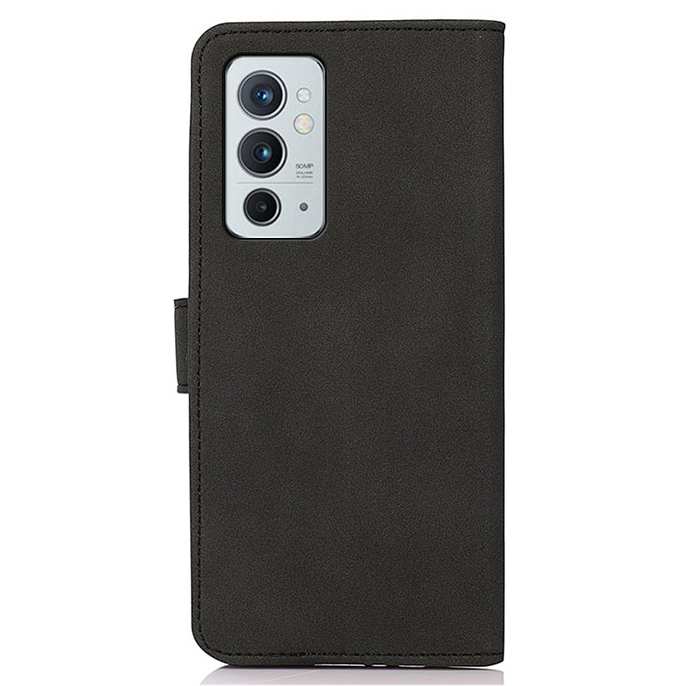 KHAZNEH Wallet Design Full Coverage Textured Leather Phone Cover Case with Adjustable Stand for OnePlus 9RT 5G - Black-3