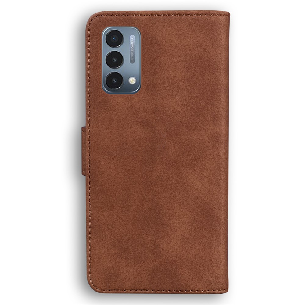Big Butterfly Pattern Printing Shock Absorbing Skin-touch PU Leather Phone Cover Wallet Stand Shell for OnePlus Nord N200 5G - Brown-3