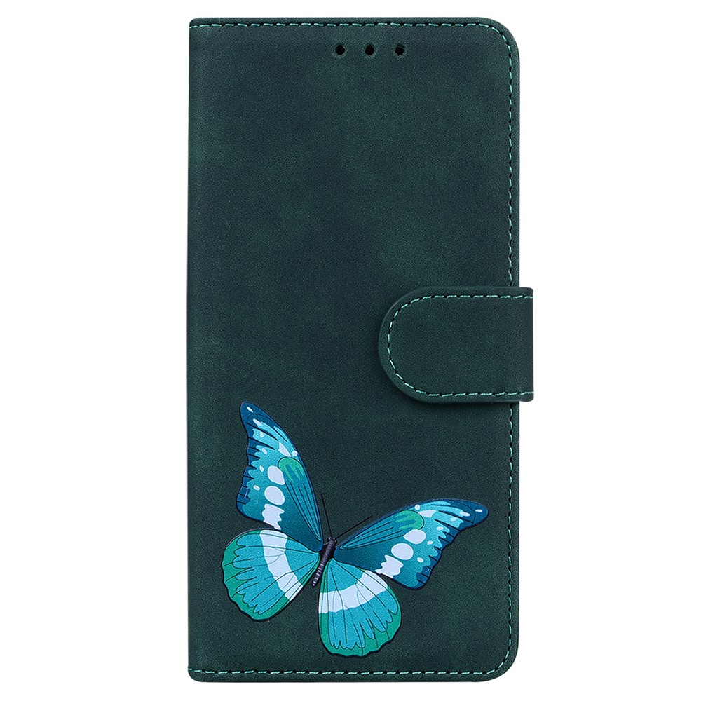 Butterfly Pattern Printing Dual-sided Magnetic Clasp Anti-scratch Skin-touch PU Leather Phone Cover with Stand for OnePlus Nord CE 5G - Green-2