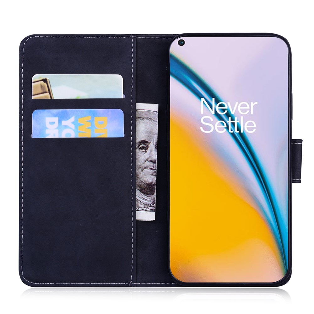 Stylish Big Butterfly Printing Design Skin-touch PU Leather Stand Wallet Flip Phone Cover for OnePlus Nord 2 5G - Black-4