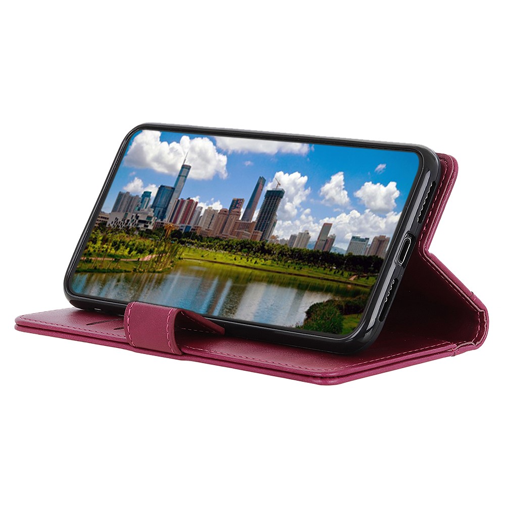PU Leather Magnetic Closure Stand Wallet Phone Case Cover for OnePlus 9RT 5G - Red-4