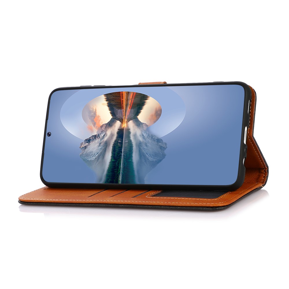 KHAZNEH Magnetic Golden Clasp Foldable Stand Leather Phone Case with Wallet for OnePlus 9RT 5G - Black-5