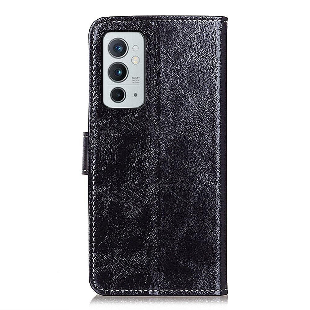 Crazy Horse Texture Anti-fall Vintage Style PU Leather Wallet Stand Flip Phone Shell Case for OnePlus 9RT 5G - Black-3