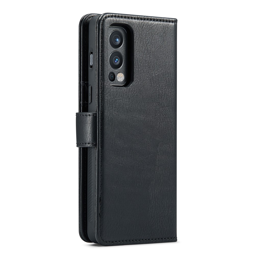 Dg. Billetera de Cuero Ming Split Protección Completa Cubra de Carcasa Desmontable 2 en 1 Case de Teléfono Para OnePlus Nord 2 5G - Negro