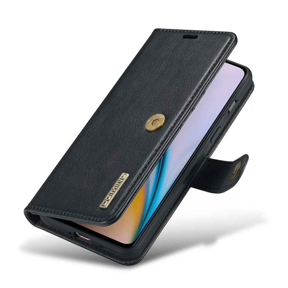 DG.MING Split Leather Stand Wallet Full Protection Cover Shell Detachable 2-in-1 Phone Case for OnePlus Nord 2 5G - Black-7