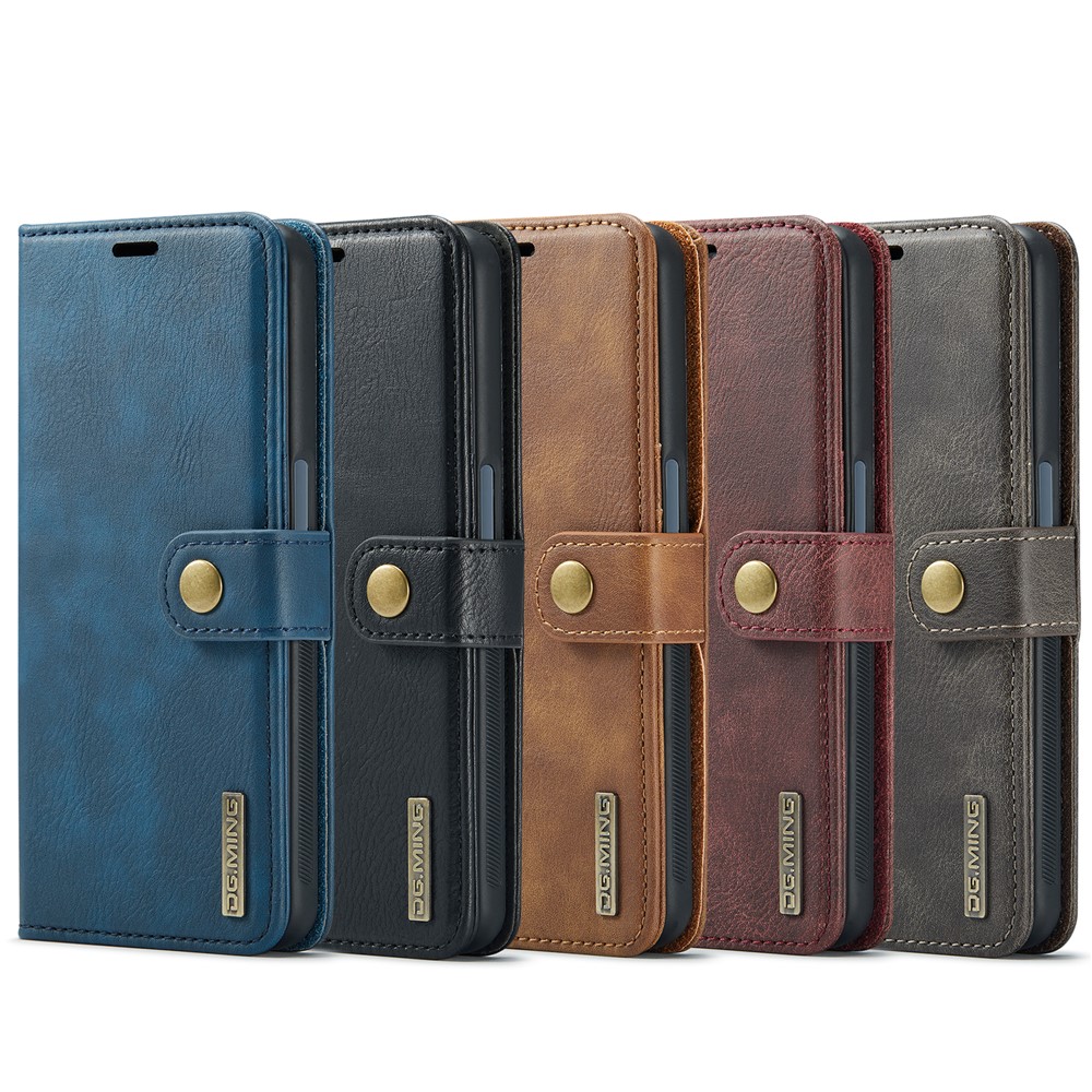 DG.MING Stand Wallet Split Leather Cover Detachable Phone Case for OnePlus Nord N200 5G - Black-10