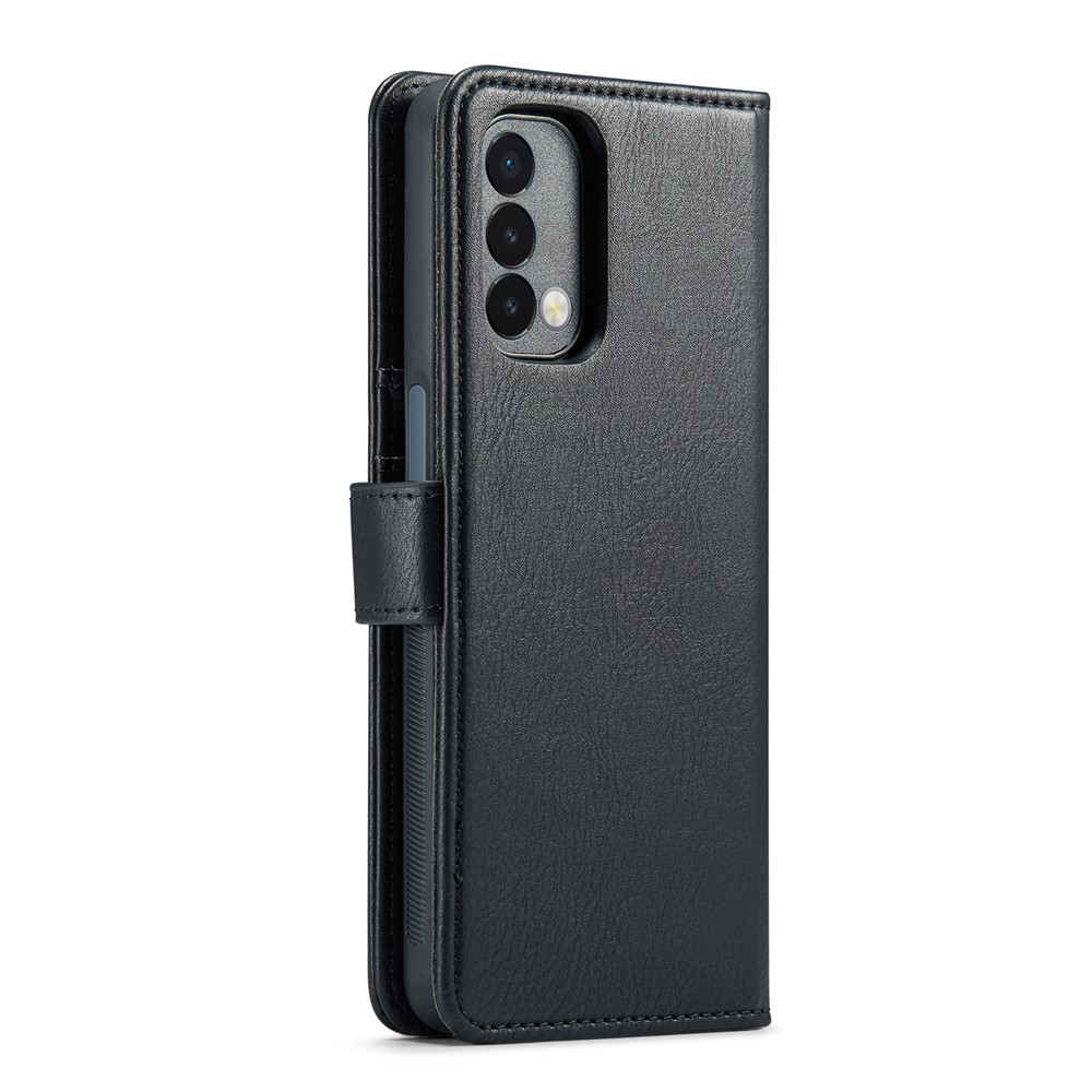 DG.MING Stand Wallet Split Leather Cover Detachable Phone Case for OnePlus Nord N200 5G - Black-3