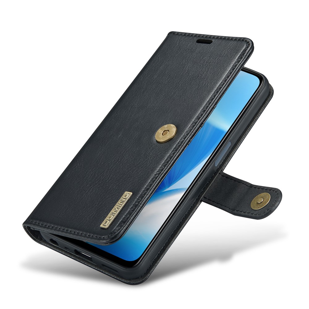 DG.MING Stand Wallet Split Leather Cover Detachable Phone Case for OnePlus Nord N200 5G - Black-7