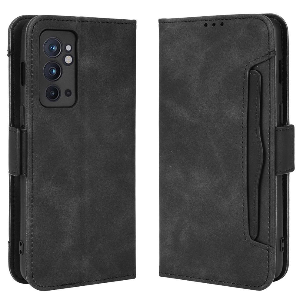 Multiple Card Slot Design Magnetic Closure Flip Phone Case PU Leather Wallet Phone Cover for OnePlus 9RT 5G - Black-1