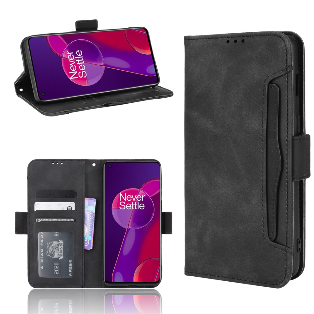 Multiple Card Slot Design Magnetic Closure Flip Phone Case PU Leather Wallet Phone Cover for OnePlus 9RT 5G - Black-10