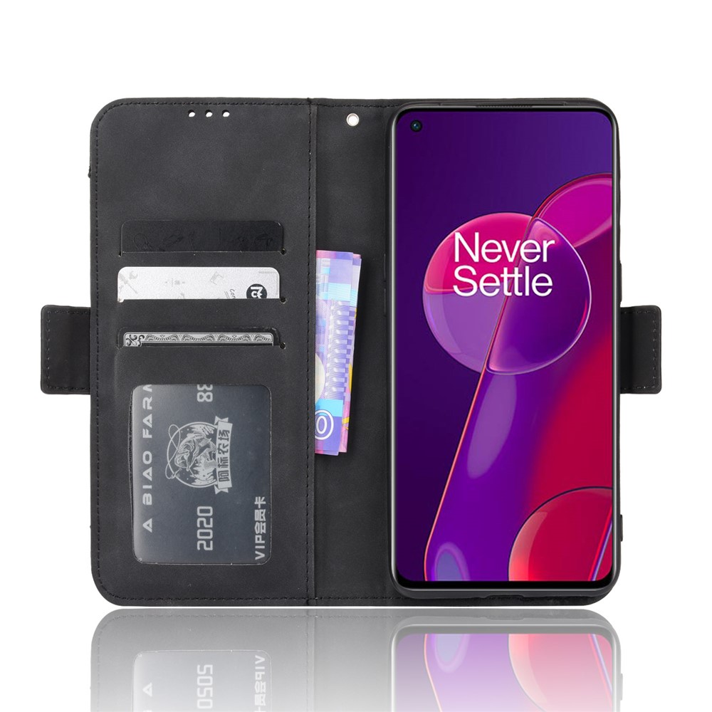 Multiple Card Slot Design Magnetic Closure Flip Phone Case PU Leather Wallet Phone Cover for OnePlus 9RT 5G - Black-4