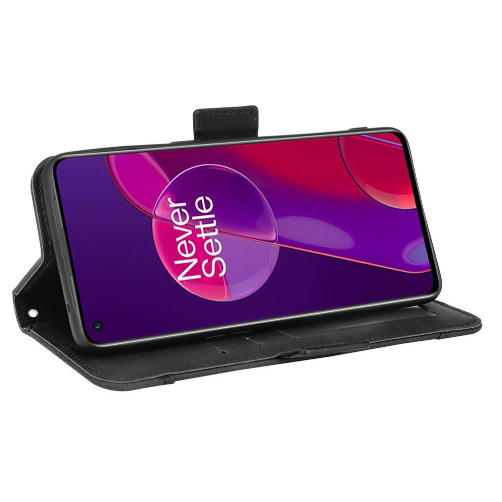 Multiple Card Slot Design Magnetic Closure Flip Phone Case PU Leather Wallet Phone Cover for OnePlus 9RT 5G - Black-5