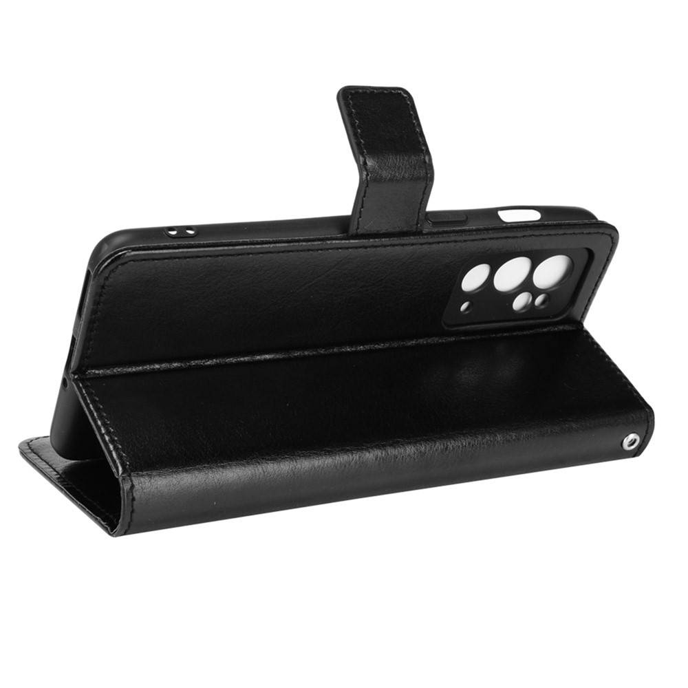 Wallet Magnetic Supporting Stand Crazy Horse Texture PU Leather Anti-Scratch Case with Wrist Strap for OnePlus 9RT 5G - Black-6