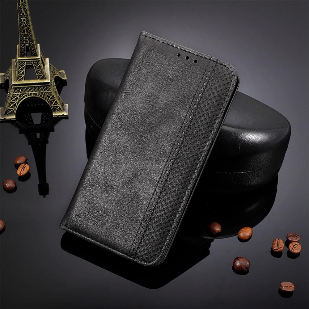 Retro Textured Surface Flip Phone Anti-Drop Leather Case Wallet Stand Protective Cover for OnePlus 9RT 5G - Black-9