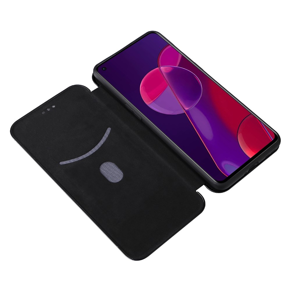 Card Holder Design Carbon Fiber Texture PU Leather Magnetic Auto Closing Stand Flip Case with Strap for OnePlus 9RT 5G - Black-11
