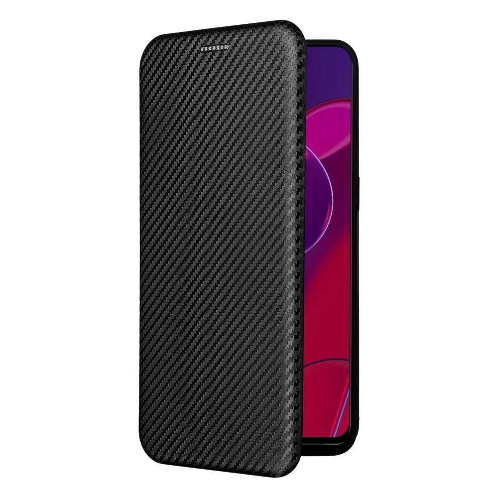 Card Holder Design Carbon Fiber Texture PU Leather Magnetic Auto Closing Stand Flip Case with Strap for OnePlus 9RT 5G - Black-6