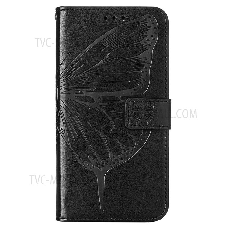 Dual-sided Magnetic Clasp Imprinting Butterfly Flower Shockproof Folio Flip Stand Leather Cover with Wallet for OnePlus Nord N10 5G - Black-2