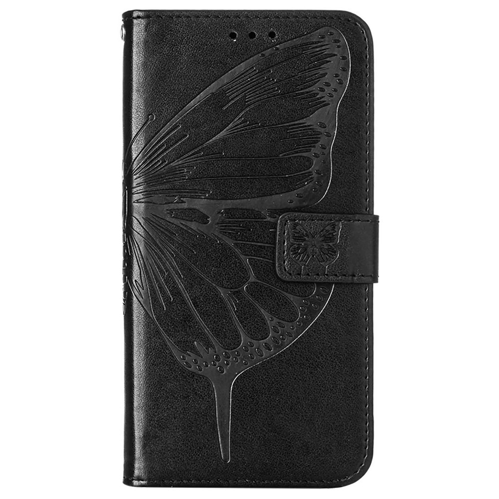 Dual-sided Magnetic Clasp Imprinting Butterfly Flower Phone Case Strap Stand Leather Cover with Wallet for OnePlus Nord N100 - Black-2