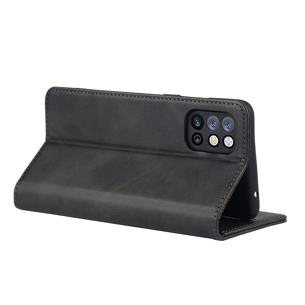 Para OnePlus 8T Auto-absorbido TPU+PU Cuero de Cuero Con Caparazón de Soporte de Soporte - Negro