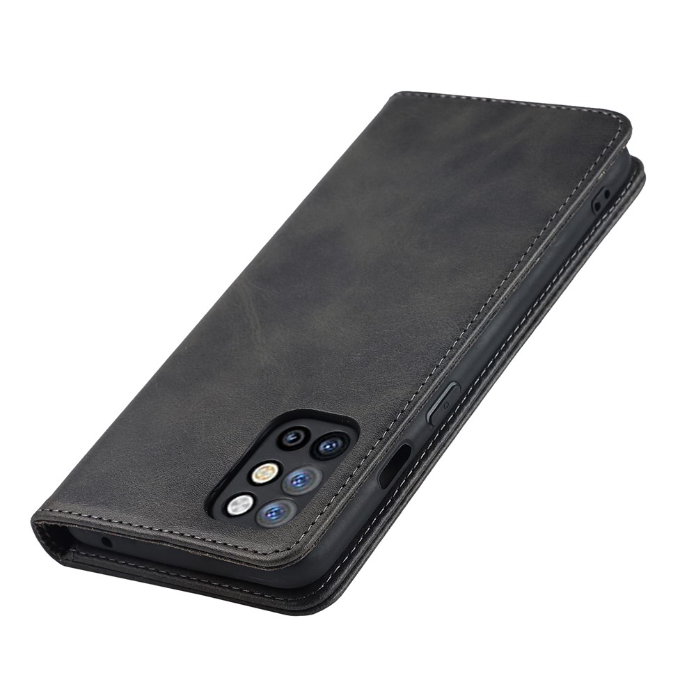 Para OnePlus 8T Auto-absorbido TPU+PU Cuero de Cuero Con Caparazón de Soporte de Soporte - Negro