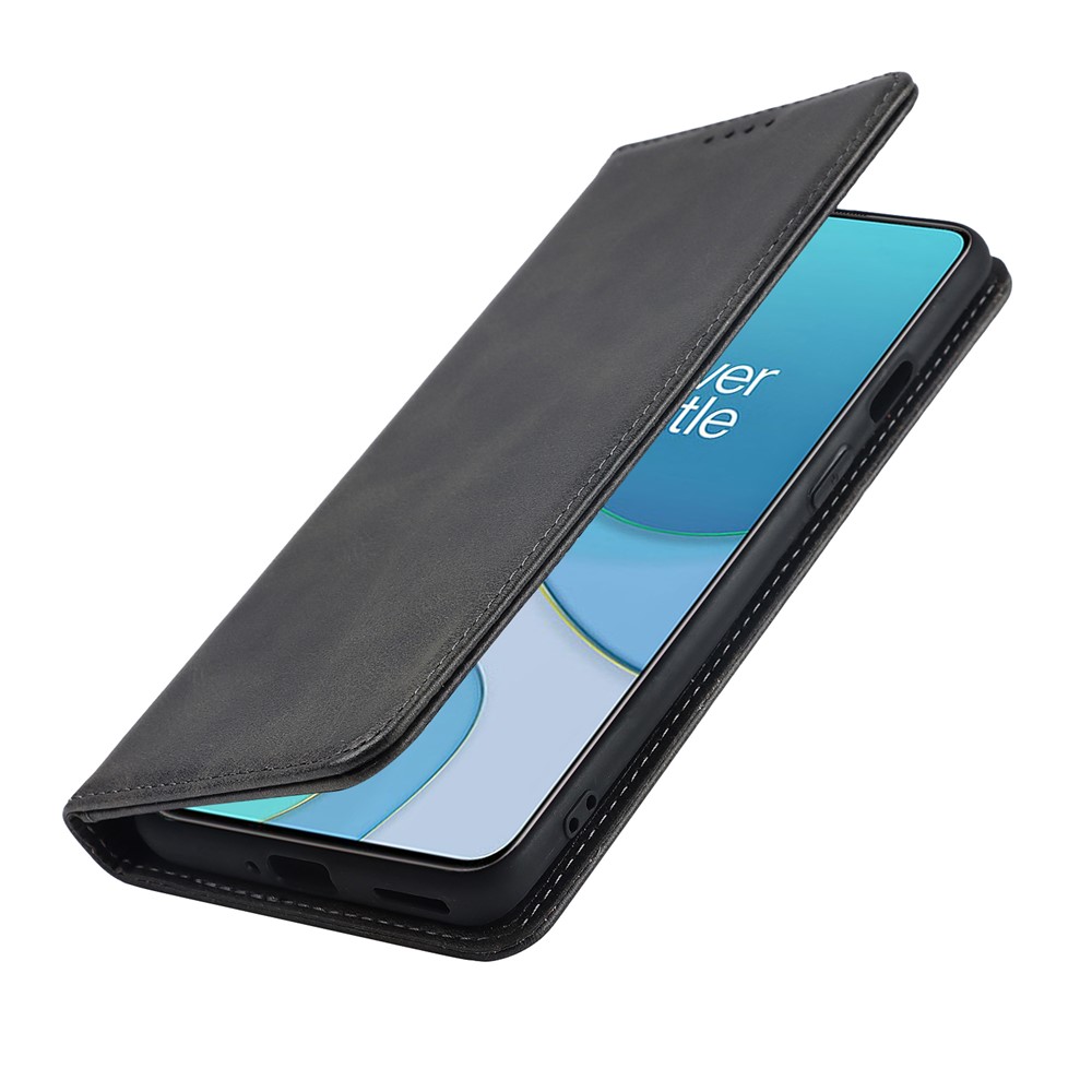 Para o OnePlus 8T Auto-absorvido TPU+PU Chell Caterlet Phelet Suportem Stand Stand Case - Preto