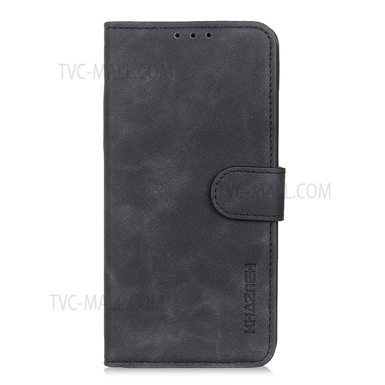 KHAZNEH Anti-collision Vintage PU Leather Phone Cover Dual-sided Magnetic Clasp Wallet Case with Stand for OnePlus Nord N20 5G - Black-2