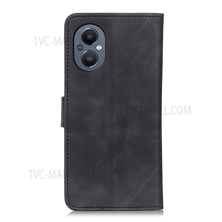 KHAZNEH Anti-collision Vintage PU Leather Phone Cover Dual-sided Magnetic Clasp Wallet Case with Stand for OnePlus Nord N20 5G - Black-3