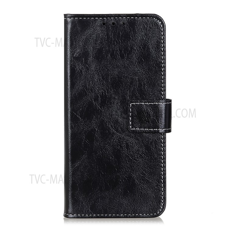 For OnePlus Nord N20 5G Scratch-resistant Phone Cover Retro Style Crazy Horse Texture Stand Protective Leather Phone Wallet Case - Black-2