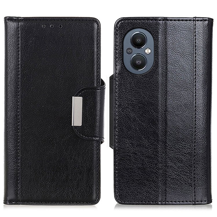 Anti-scratch PU Leather Phone Case Stand Wallet Protective Cover for OnePlus Nord N20 5G - Black-1