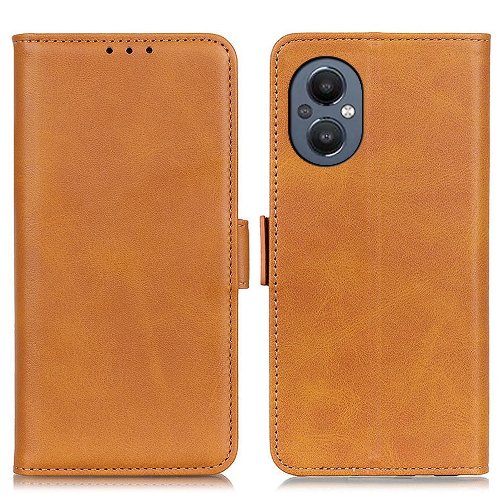 PU Leather Flip Cover Soft TPU Inner Stand Function Magnetic Folio Wallet Case for OnePlus Nord N20 5G - Coffee-1