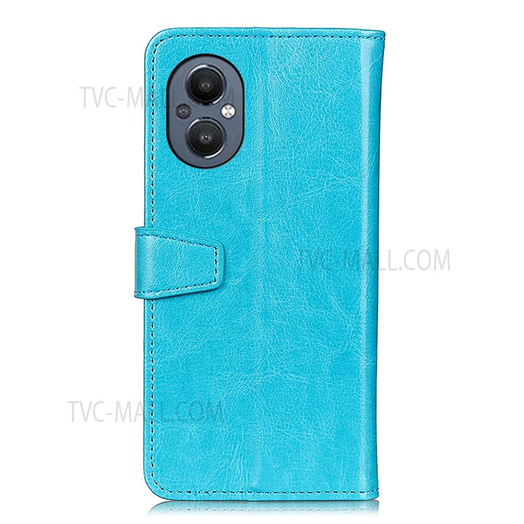 Flip Folio Leather Cell Phone Case Wallet Stand Shockproof TPU Full Protective Cover for OnePlus Nord N20 5G - Blue-3