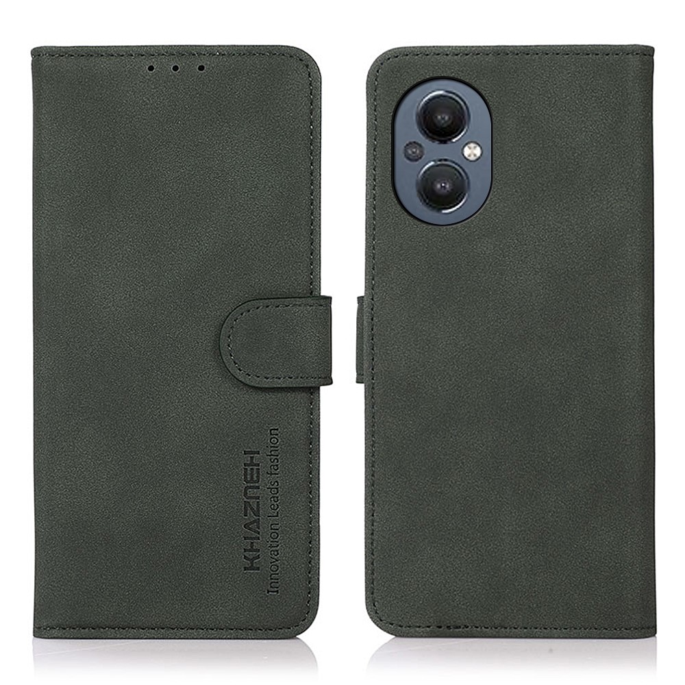 KHAZNEH PU Leather Textured Shockproof Phone Case Stand Magnetic Closure Wallet Cover for OnePlus Nord N20 5G - Green-1