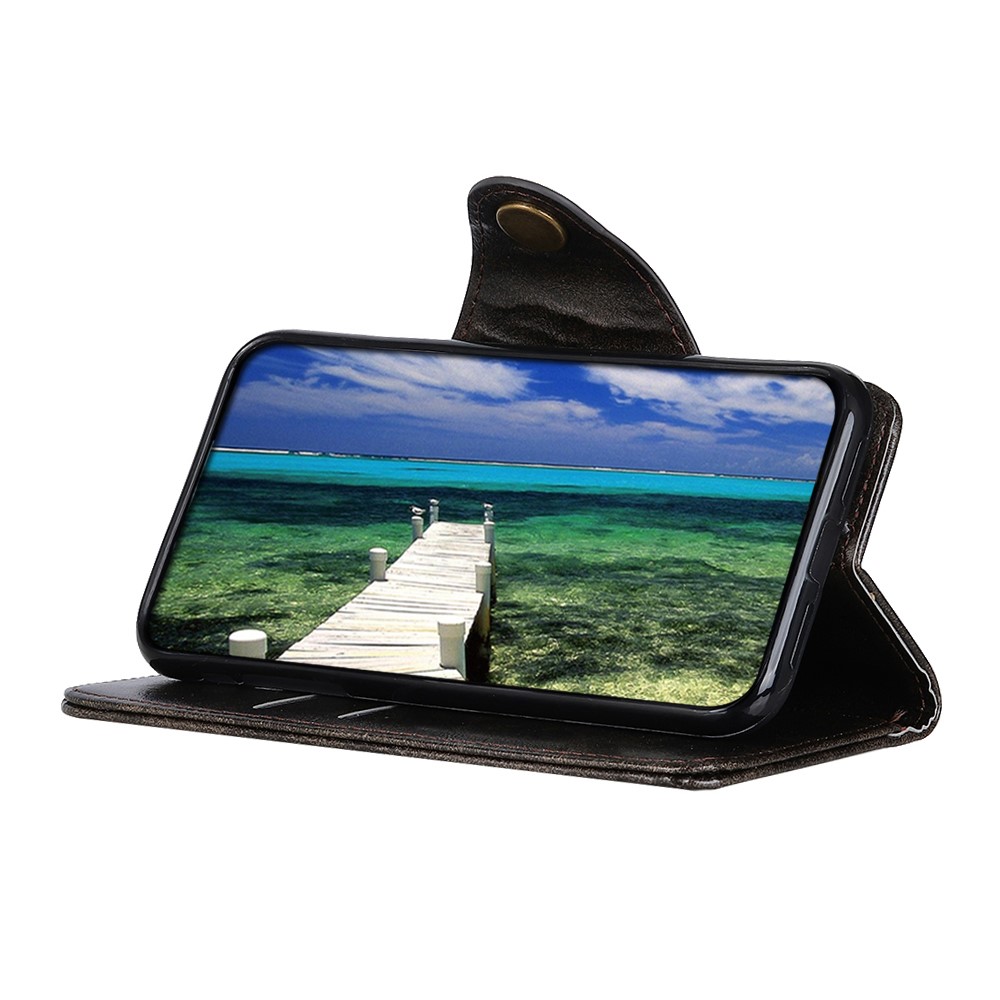 KHAZNEH PU Leather Soft TPU Shell Stand Feature Magnetic Wallet Flip Phone Case for OnePlus Nord N20 5G - Coffee-5