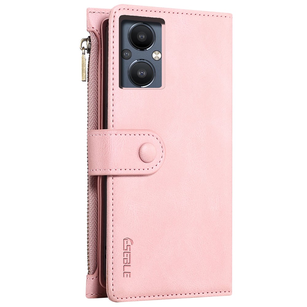 Zippered Pocket Full Body Protection Stand Wallet Phone Cover with Wrist Strap for OnePlus Nord N20 5G - Pink-3