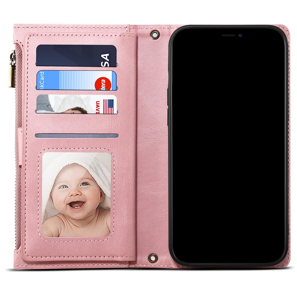 Zippered Pocket Full Body Protection Stand Wallet Phone Cover with Wrist Strap for OnePlus Nord N20 5G - Pink-4