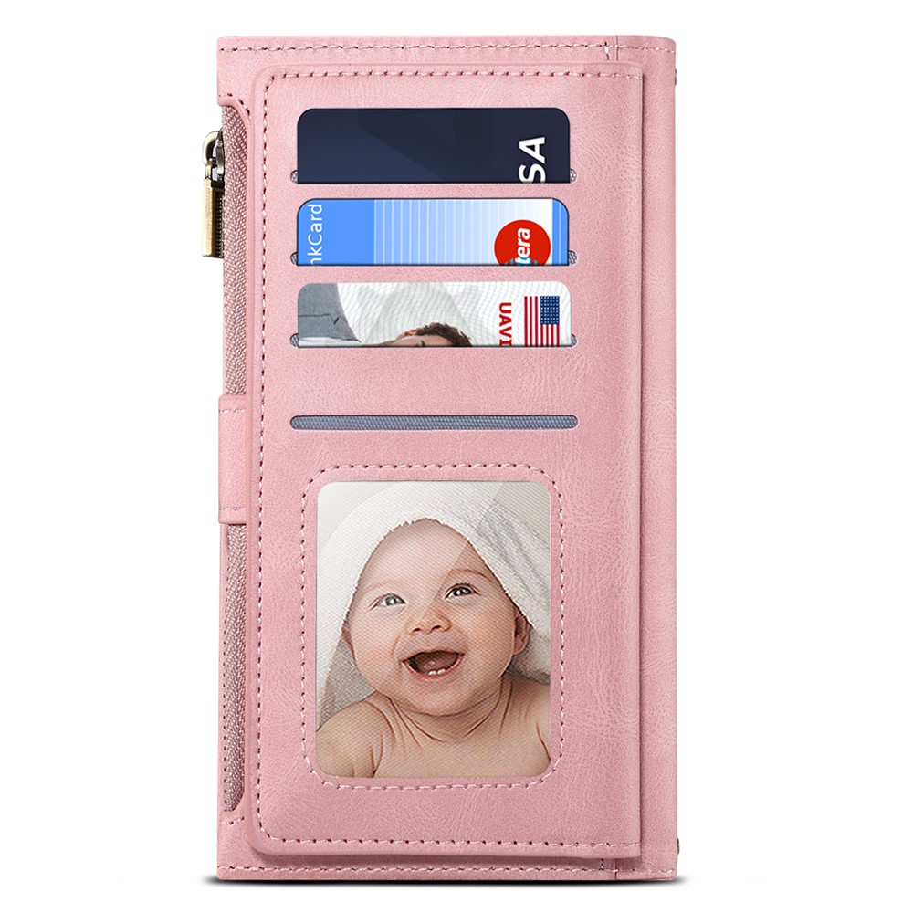 Zippered Pocket Full Body Protection Stand Wallet Phone Cover with Wrist Strap for OnePlus Nord N20 5G - Pink-5
