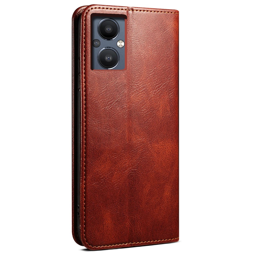 Waxy Crazy Horse Texture Shock Absorption Phone Case PU Leather Wallet Stand Cover for OnePlus Nord N20 5G - Brown-3
