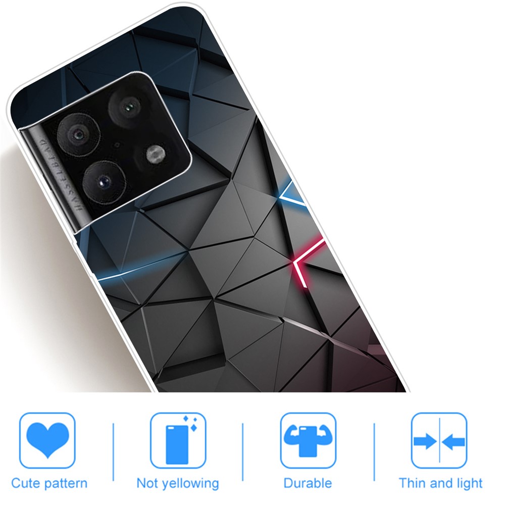 Pattern Printing Soft Flexible Slim TPU Anti-Scratch Phone Case for OnePlus 10 Pro - Black Triangle-3