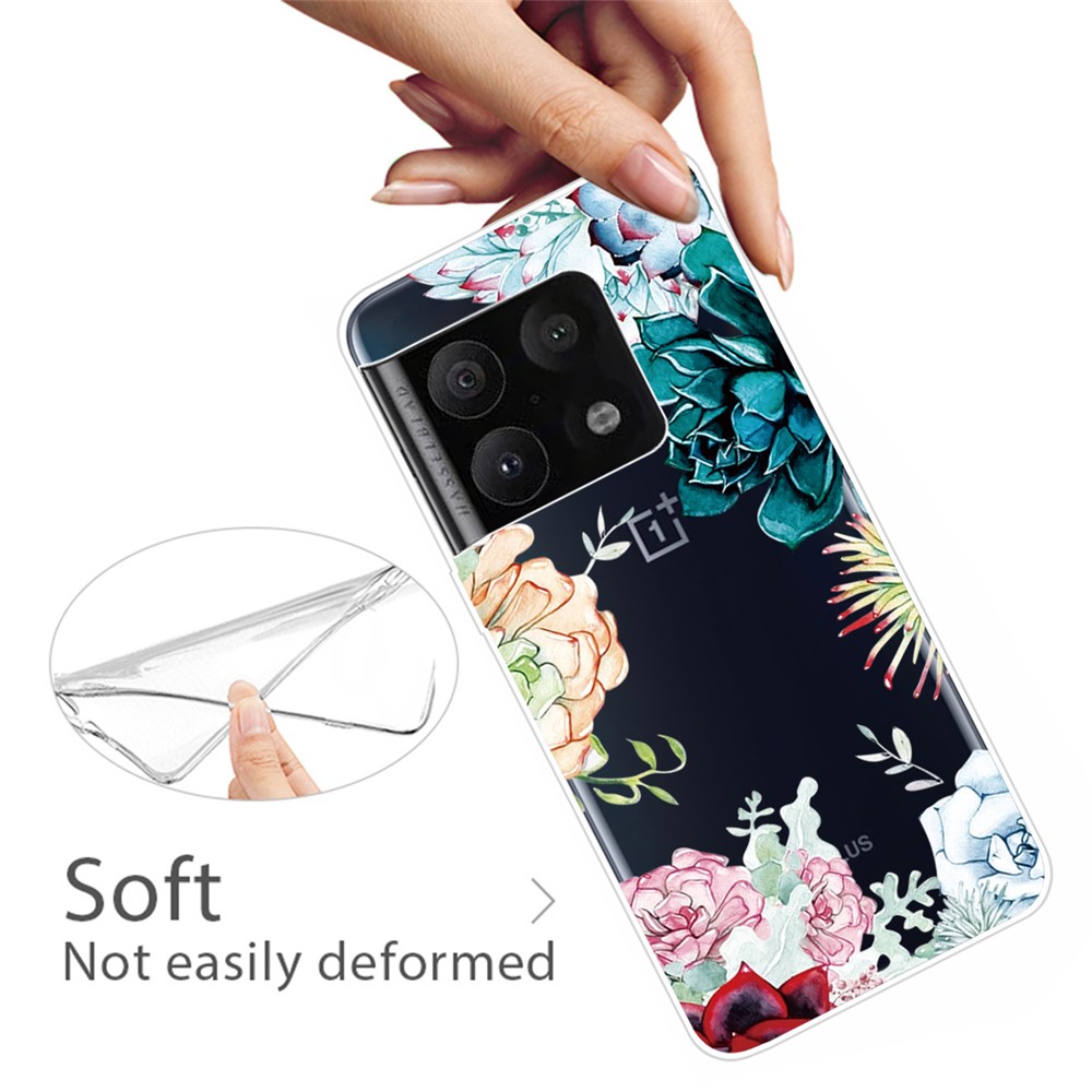 Thin Soft TPU Pattern Printing Shockproof Protective Phone Case for OnePlus 10 Pro - Succulent-2