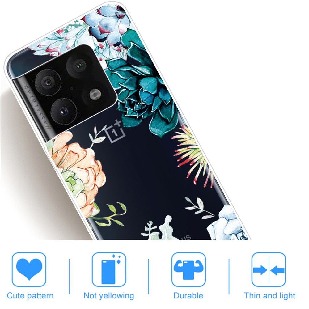 Thin Soft TPU Pattern Printing Shockproof Protective Phone Case for OnePlus 10 Pro - Succulent-3