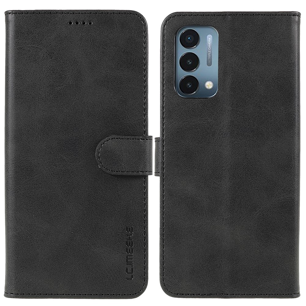 LC.IMEEKE PU Leather + Inner TPU Drop-resistant Stand Wallet Phone Case Cover for OnePlus Nord N200 5G - Black-1