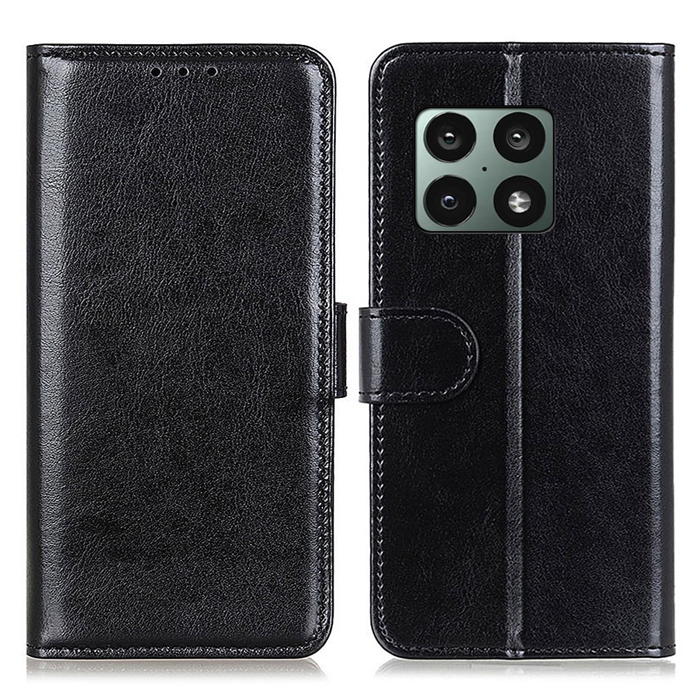 Crazy Horse Texture PU Leather Viewing Stand Folio Flip Phone Case with Wallet for OnePlus 10 Pro 5G - Black-1
