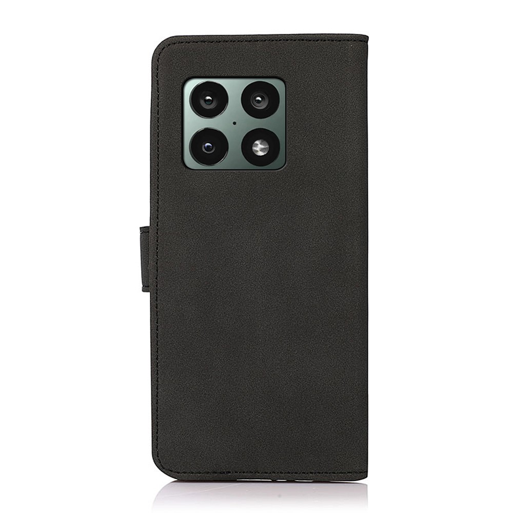 KHAZNEH Delicate Texture Wallet PU Leather Stand Protective Phone Case for OnePlus 10 Pro 5G - Black-3
