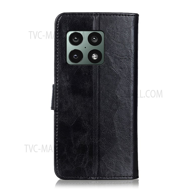 Stylish Folio Wallet Cover PU Leather Stand Magnetic Soft Inner TPU Protective Case for OnePlus 10 Pro 5G - Black-3