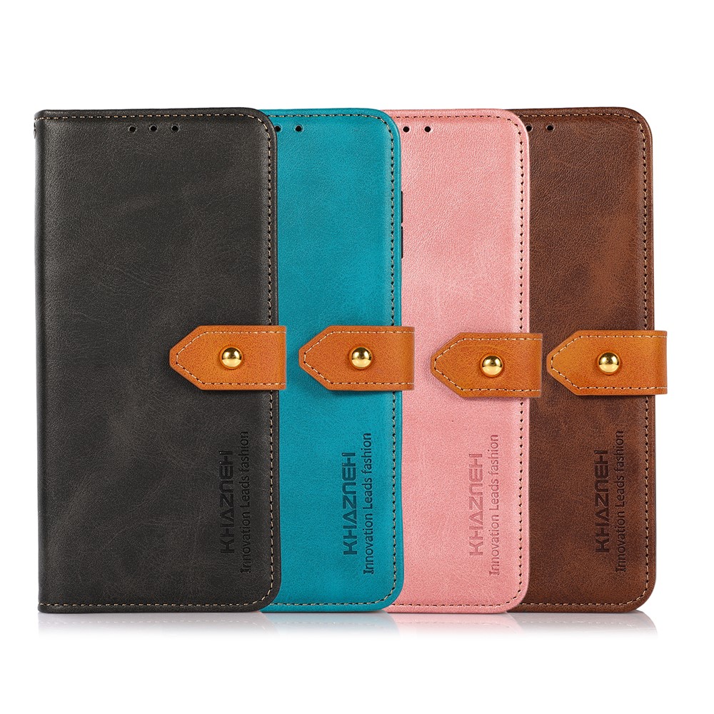 KHAZNEH Fully Wrapped PU Leather Stand Cover Magnetic Golden Clasp Case Cover with Wallet for OnePlus 10 Pro 5G - Black-9