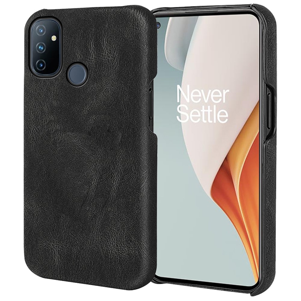 PU Leather Coated PC Phone Covering Anti-Fall Anti-scratch Phone Bag Case for OnePlus Nord N100 - Black-1