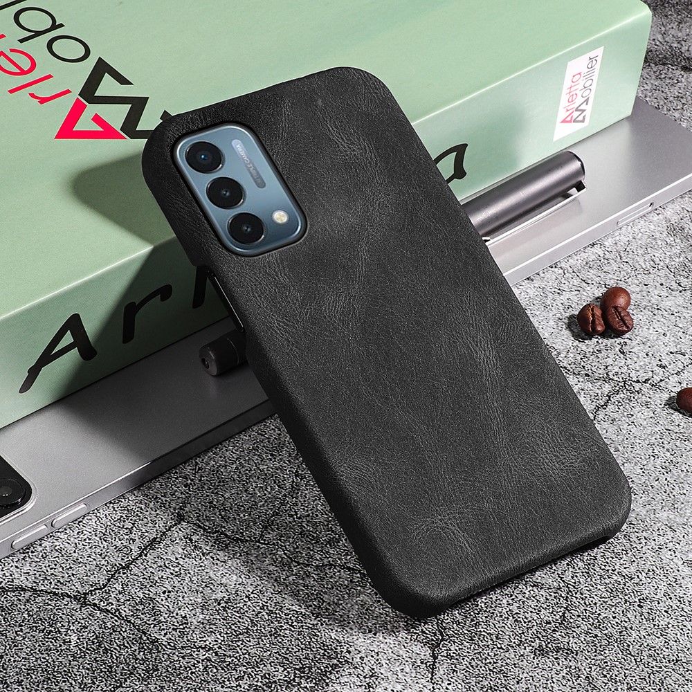 For OnePlus Nord N200 5G Lightweight Hard PC+PU Leather Phone Covering Smartphone Bag Case - Black-4