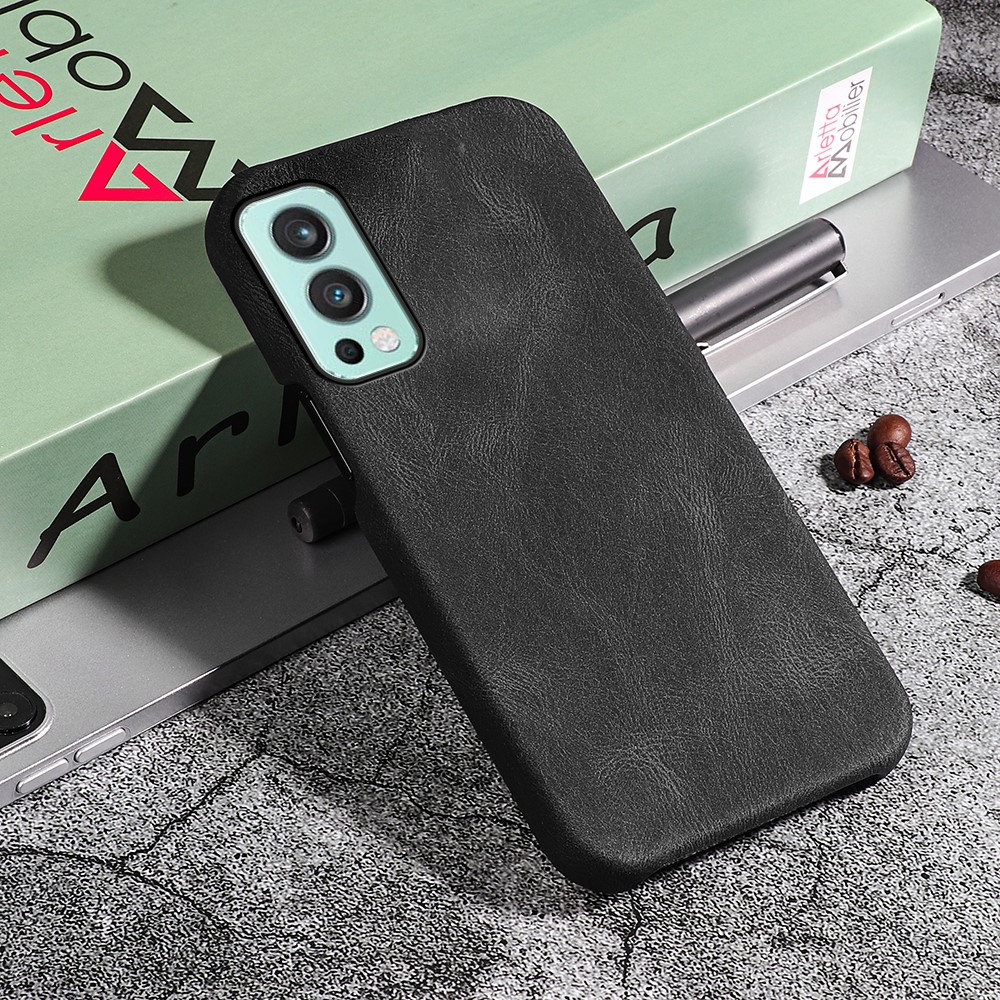PU Leather Coated PC Case 2022 Incomplete Covering Phone Accessories Case Anti-Drop for OnePlus Nord 2 5G - Black-4
