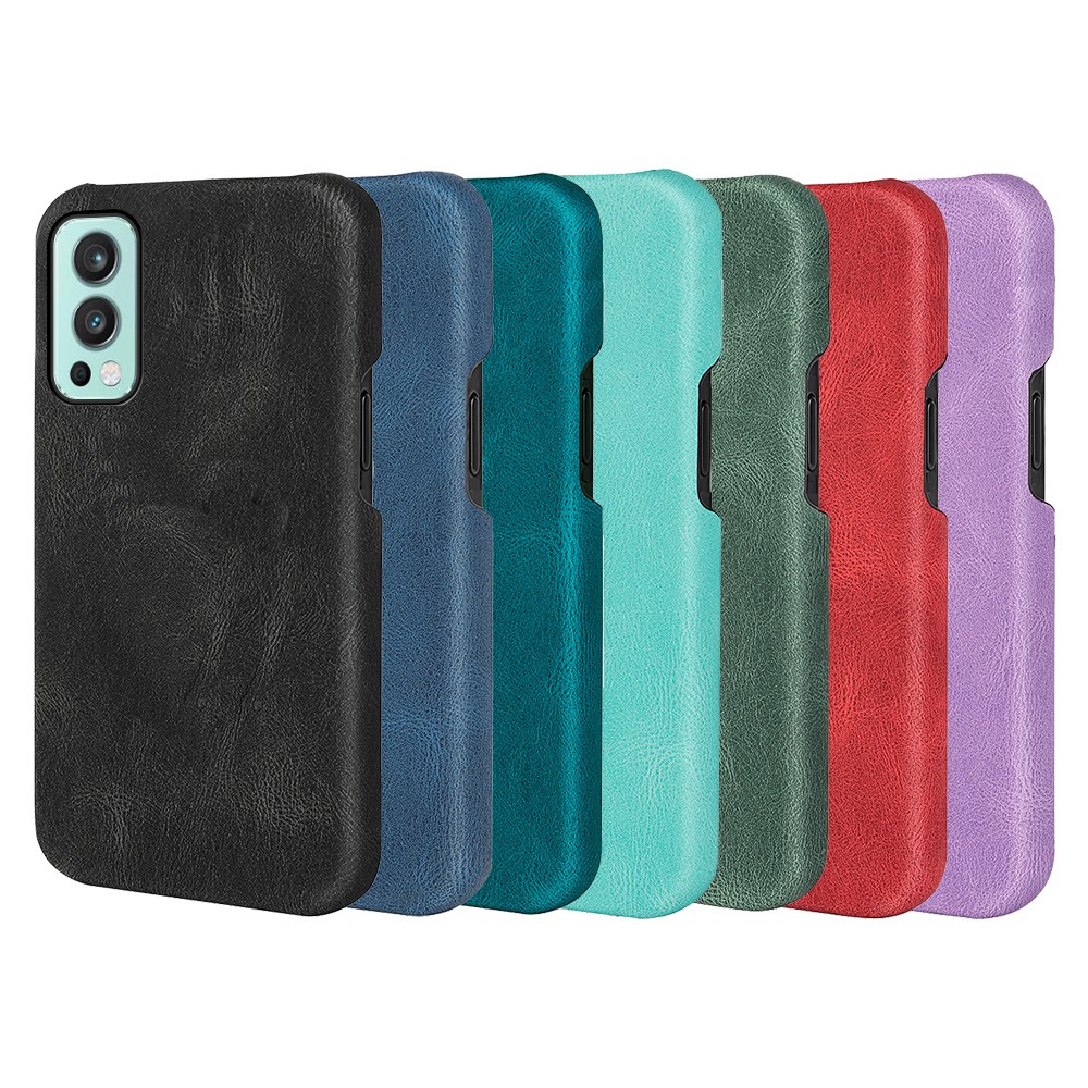 PU Leather Coated PC Case 2022 Incomplete Covering Phone Accessories Case Anti-Drop for OnePlus Nord 2 5G - Black-5