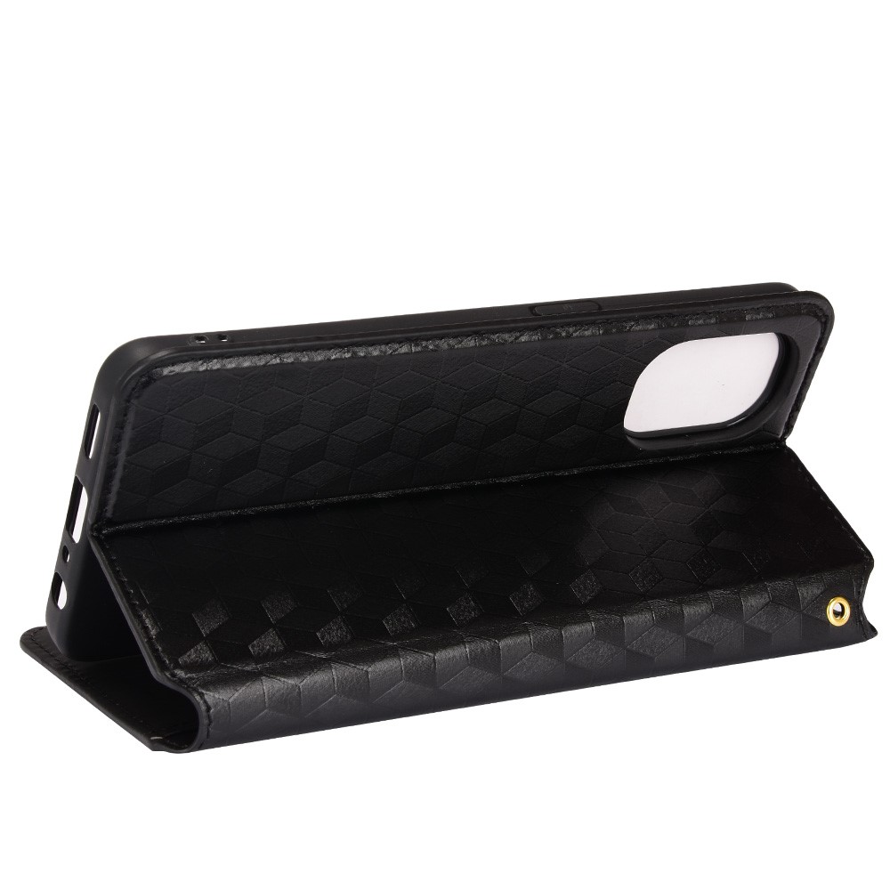 3D Rhombus Pattern Shockproof Phone Case PU Leather Cover + Inner TPU Protective Cover with Stand Wallet for OnePlus Nord N20 5G - Black-4